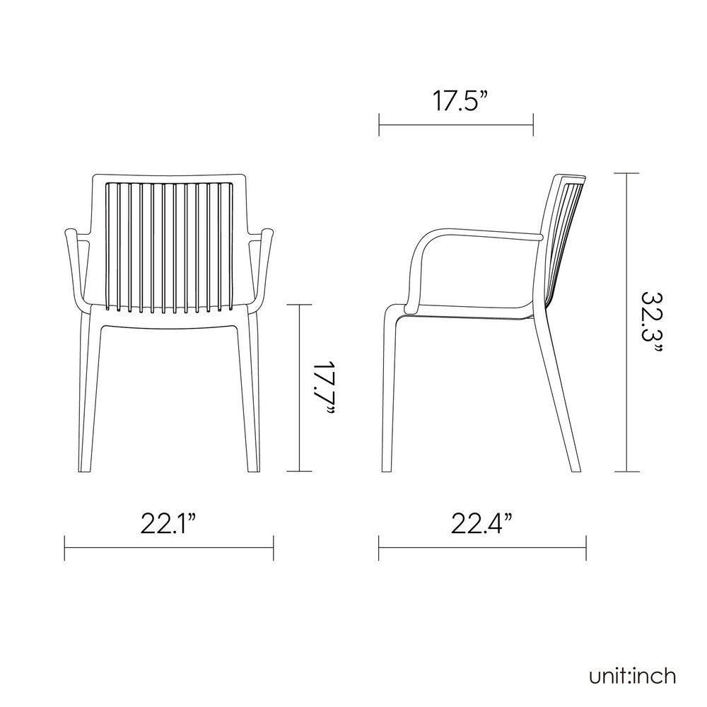 Set of Two Yellow Heavy Duty Plastic Outdoor Stacking Arm Chairs – Weather Resistant  Warm Home View