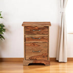 30" Natural Solid Wood Three Drawers Filing Cabinet  Warm Home View