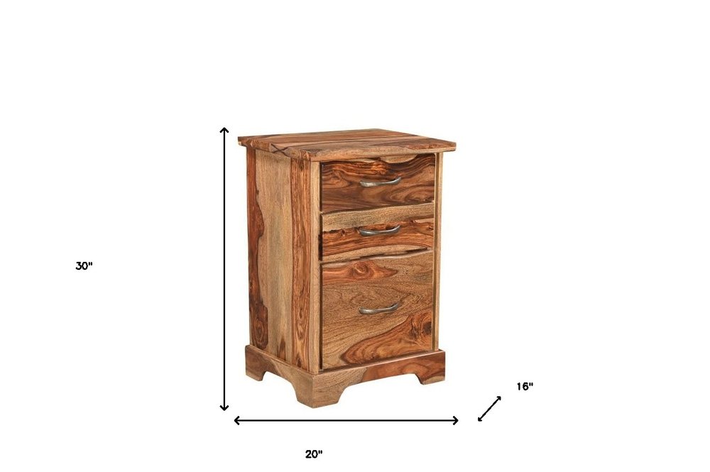 30" Natural Solid Wood Three Drawers Filing Cabinet  Warm Home View