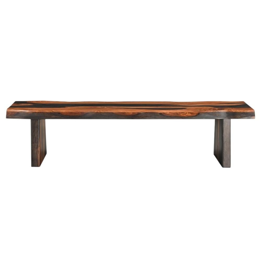 75" Brown Solid Wood Live Edge Dining Bench  Warm Home View