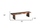 75" Brown Solid Wood Live Edge Dining Bench  Warm Home View