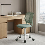 Teal and White Adjustable Height Swivel Rolling Office Chair  Warm Home View