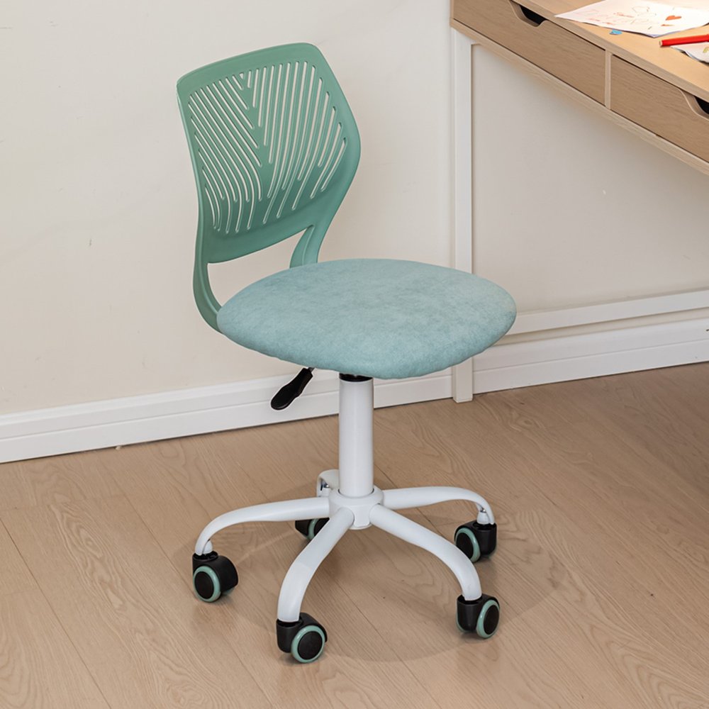Teal and White Adjustable Height Swivel Rolling Office Chair  Warm Home View