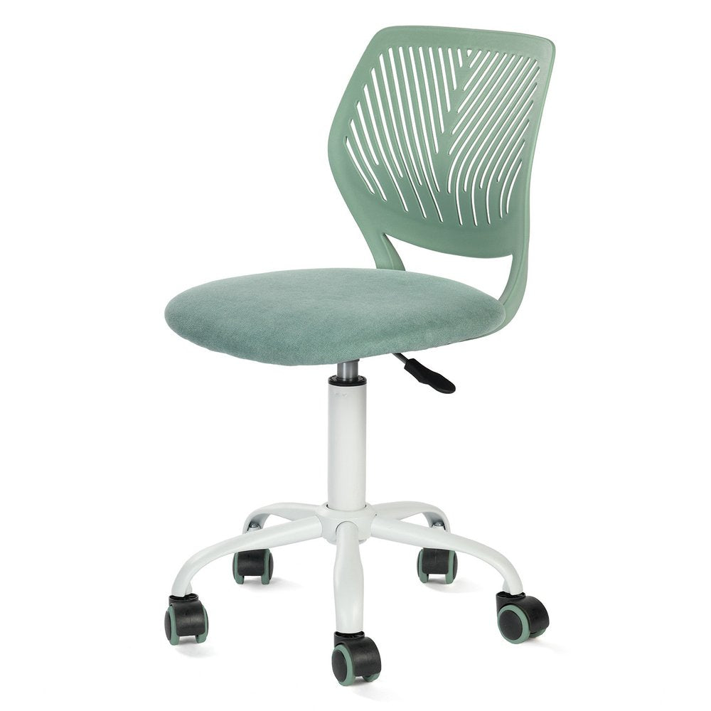 Teal and White Adjustable Height Swivel Rolling Office Chair  Warm Home View