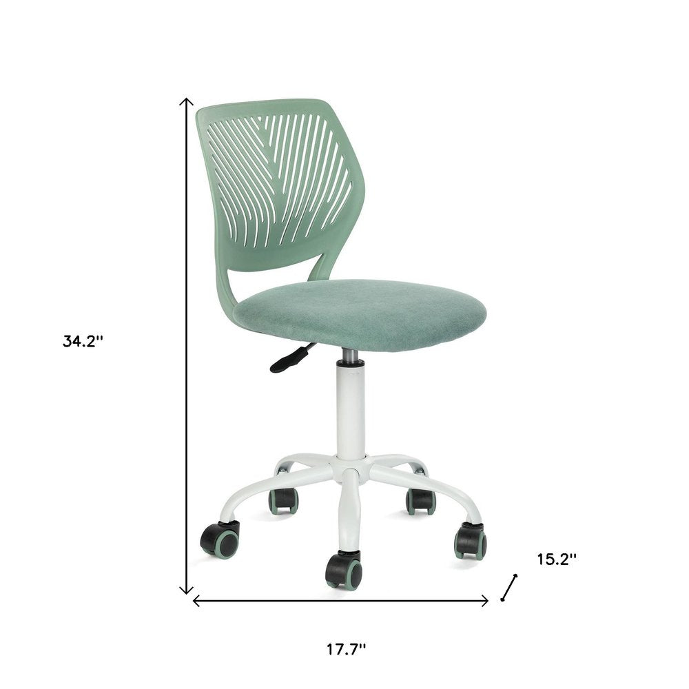 Teal and White Adjustable Height Swivel Rolling Office Chair  Warm Home View