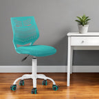 Turquoise and White Adjustable Height Swivel Rolling Office Chair  Warm Home View