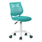 Turquoise and White Adjustable Height Swivel Rolling Office Chair  Warm Home View