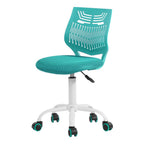 Turquoise and White Adjustable Height Swivel Rolling Office Chair  Warm Home View