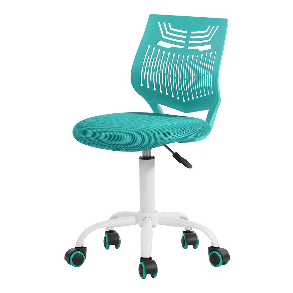 Turquoise and White Adjustable Height Swivel Rolling Office Chair  Warm Home View