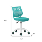 Turquoise and White Adjustable Height Swivel Rolling Office Chair  Warm Home View