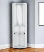 75" White Wood Corner Bar Cabinet With Three Shelves  Warm Home View
