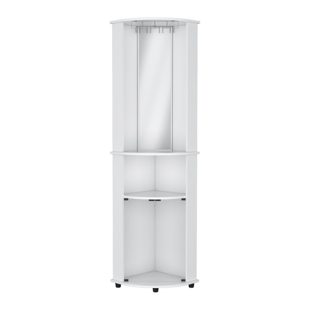 75" White Wood Corner Bar Cabinet With Three Shelves  Warm Home View