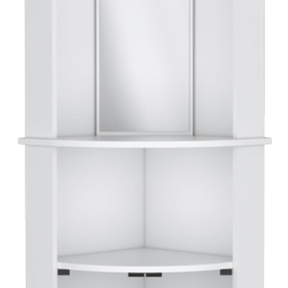 75" White Wood Corner Bar Cabinet With Three Shelves  Warm Home View