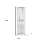 75" White Wood Corner Bar Cabinet With Three Shelves  Warm Home View
