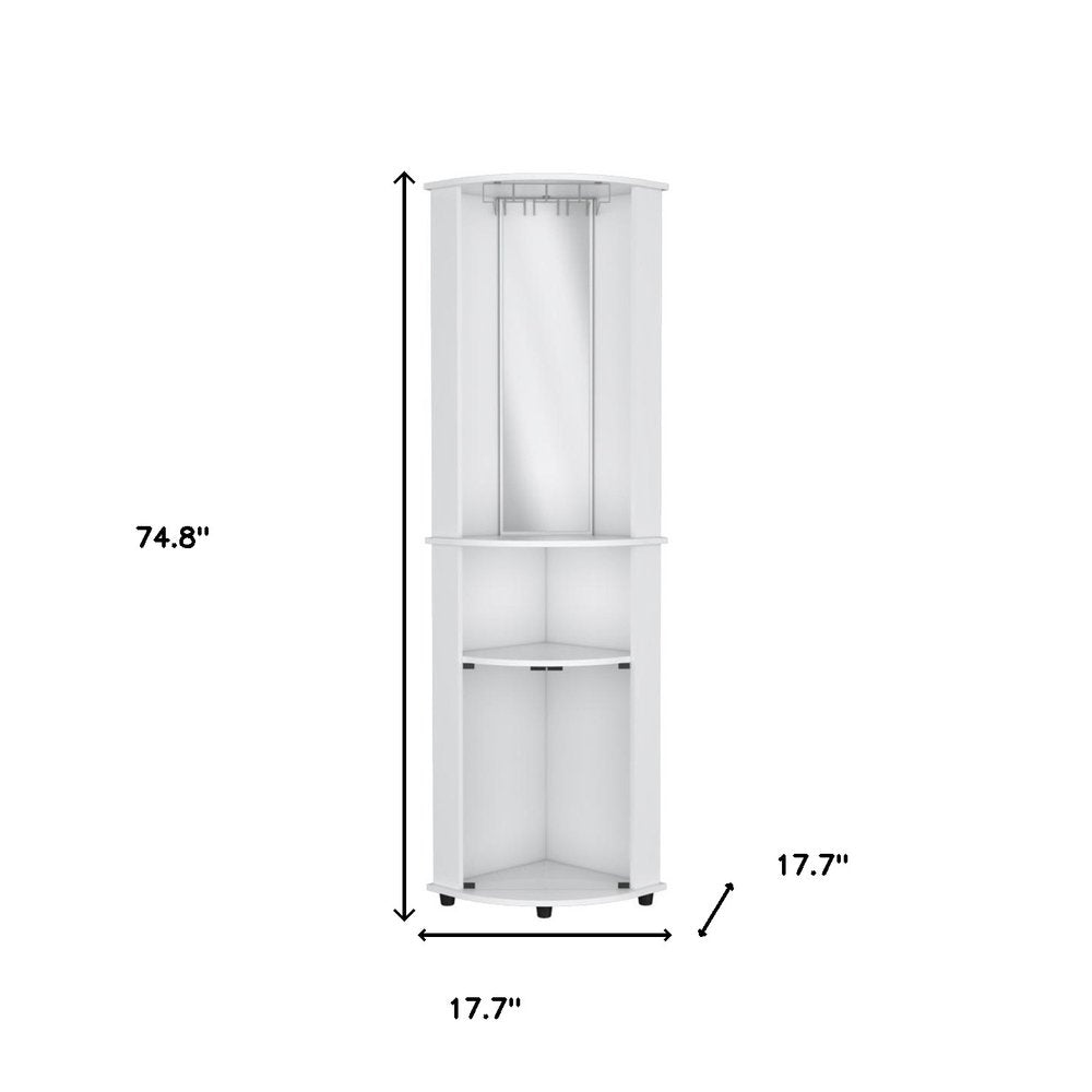75" White Wood Corner Bar Cabinet With Three Shelves  Warm Home View
