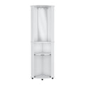 75" White Wood Corner Bar Cabinet With Three Shelves  Warm Home View