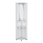 75" White Wood Corner Bar Cabinet With Three Shelves  Warm Home View