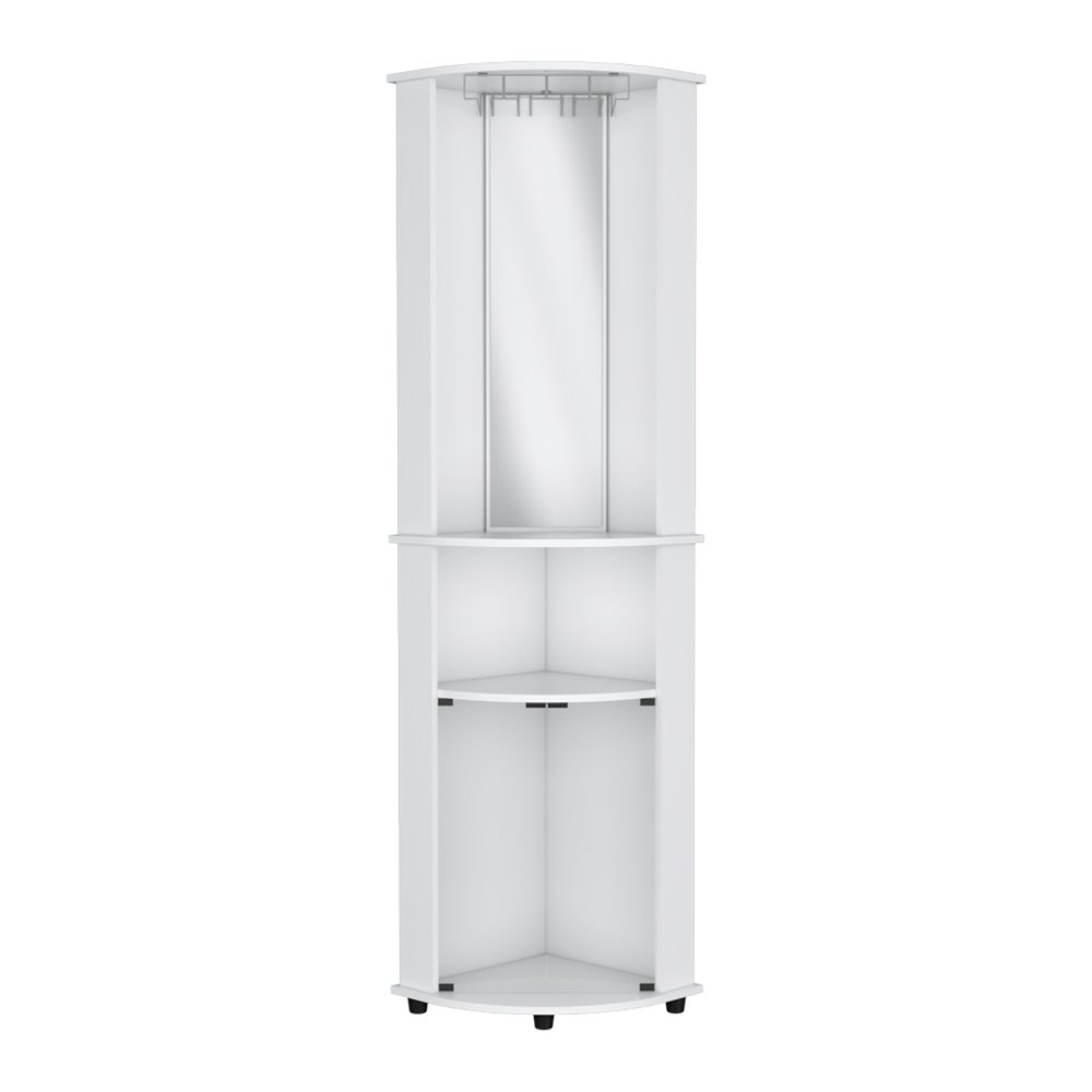 75" White Wood Corner Bar Cabinet With Three Shelves  Warm Home View