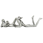 Set of Two Pewter Resin People Tabletop Sculpture  Warm Home View