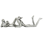 Set of Two Pewter Resin People Tabletop Sculpture  Warm Home View