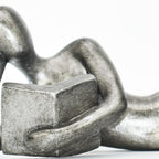 Set of Two Pewter Resin People Tabletop Sculpture  Warm Home View