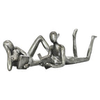 Set of Two Pewter Resin People Tabletop Sculpture  Warm Home View