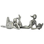 Set of Two Pewter Resin People Tabletop Sculpture  Warm Home View