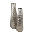 Set of Two Silver Cast Aluminum Textured Table Vases  Warm Home View