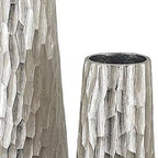 Set of Two Silver Cast Aluminum Textured Table Vases  Warm Home View