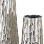 Set of Two Silver Cast Aluminum Textured Table Vases  Warm Home View
