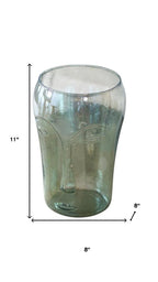 Set of Two Light Green Glass Modern Abstract Faces Table Vases  Warm Home View