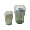 Set of Two Light Green Glass Modern Abstract Faces Table Vases  Warm Home View