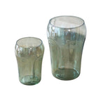 Set of Two Light Green Glass Modern Abstract Faces Table Vases  Warm Home View