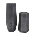 Set of Two Black Hexagonal Glass Table Vases  Warm Home View