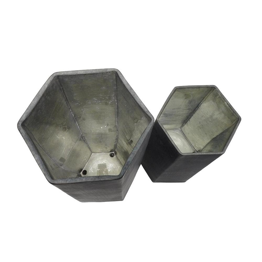 Set of Two Black Hexagonal Glass Table Vases  Warm Home View