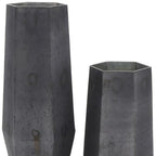 Set of Two Black Hexagonal Glass Table Vases  Warm Home View