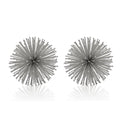 Set of Two Silver Iron Decorative Spiky Sphere Tabletop Sculpture  Warm Home View