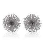 Set of Two Silver Iron Decorative Spiky Sphere Tabletop Sculpture  Warm Home View