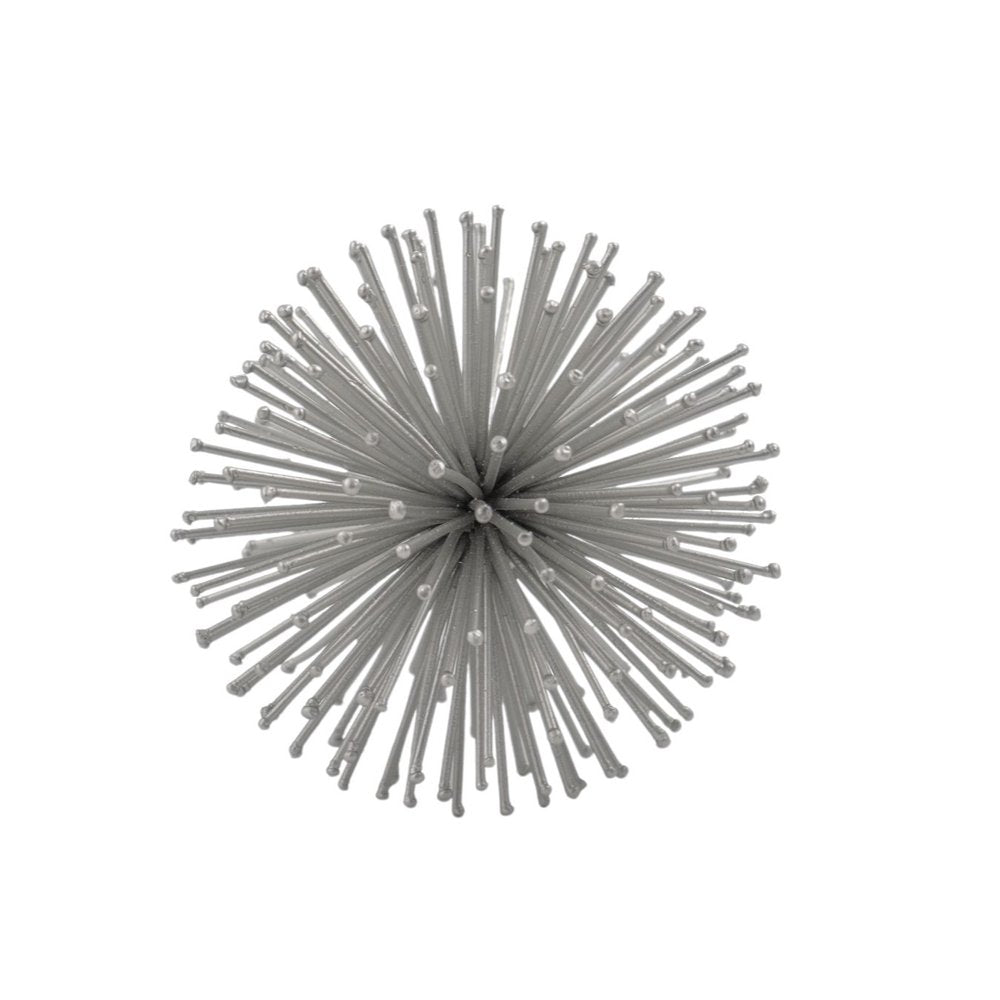 Set of Two Silver Iron Decorative Spiky Sphere Tabletop Sculpture  Warm Home View