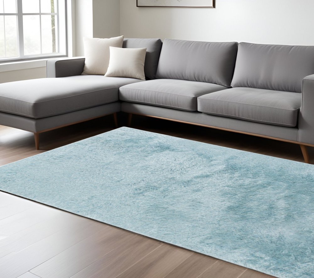 9' X 14' Sky Blue Area Rug  Warm Home View