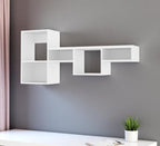 47" White Wood Wall Mounted Cubby Shelf  Warm Home View