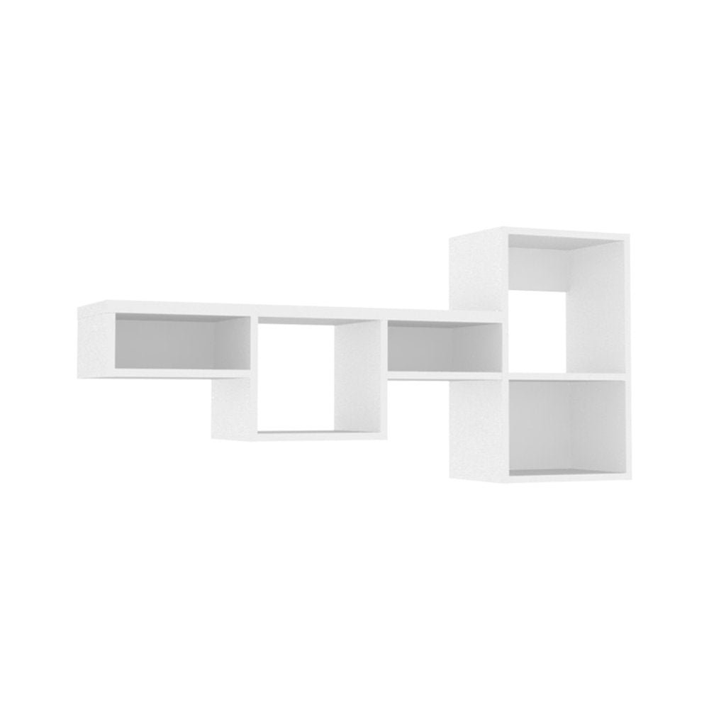 47" White Wood Wall Mounted Cubby Shelf  Warm Home View