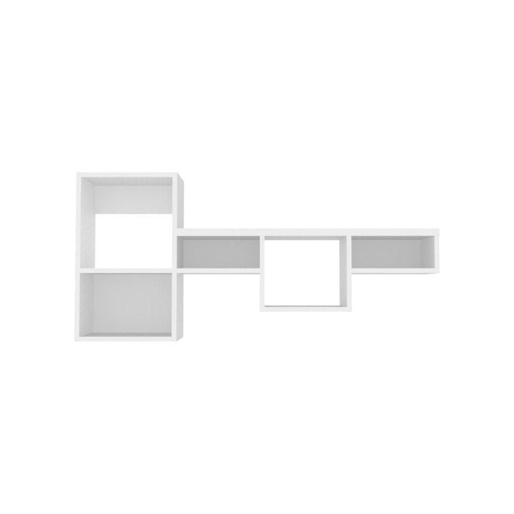 47" White Wood Wall Mounted Cubby Shelf  Warm Home View