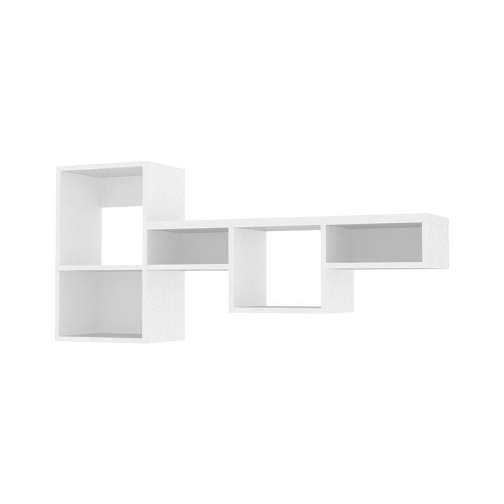 47" White Wood Wall Mounted Cubby Shelf  Warm Home View