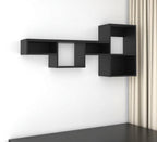47" Black Wood Wall Mounted Cubby Shelf  Warm Home View