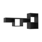 47" Black Wood Wall Mounted Cubby Shelf  Warm Home View