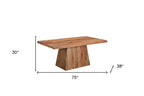 Seven Piece Brown Solid Wood Dining Set with Six Chairs  Warm Home View