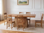 Seven Piece Brown Solid Wood Dining Set with Six Chairs  Warm Home View