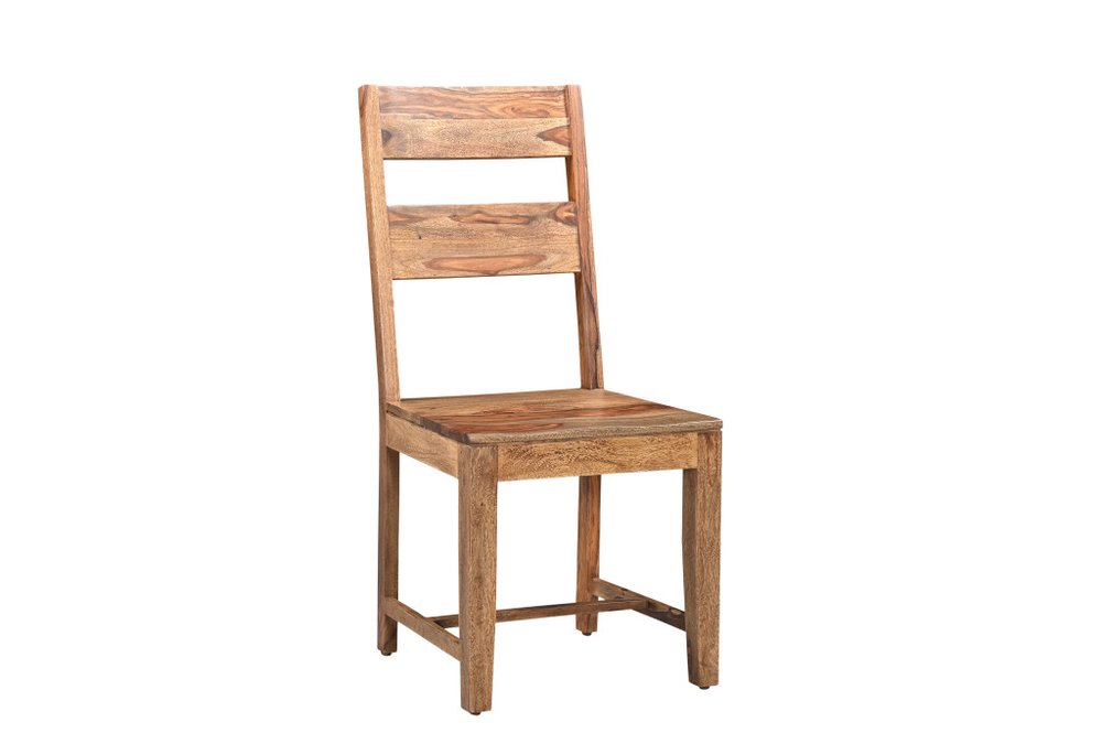 Seven Piece Brown Solid Wood Dining Set with Six Chairs