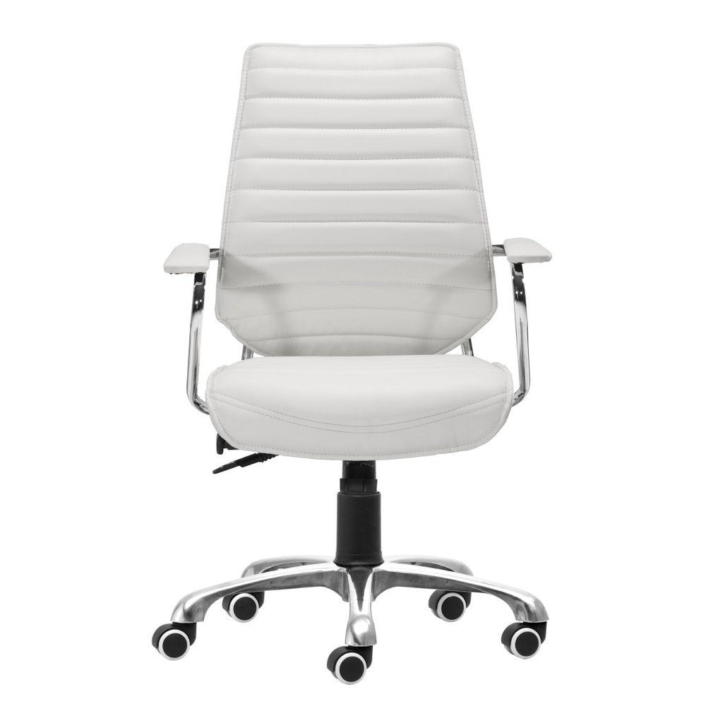 White and Silver Adjustable Height Swivel Rolling Office Chair  Warm Home View